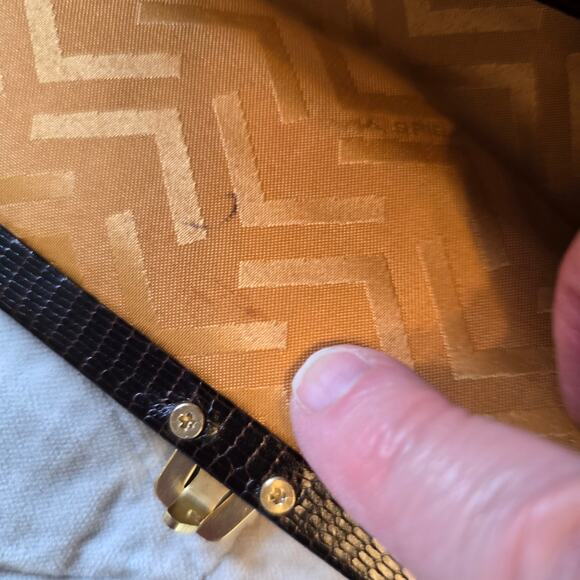 Via Spiga Purse Womens Expresso Snake Embossed Leather Classic Old Money READ - Picture 9 of 16